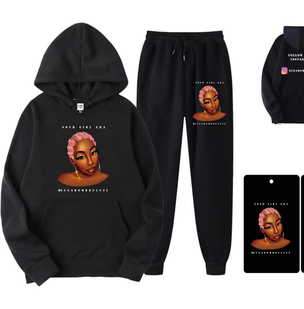 Sugabomb Black Tracksuit (Face Logo)